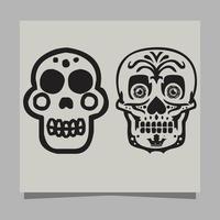 Vector Illustration of Black and White Tattoo Skull on paper