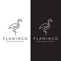 diseño de logotipo de pájaro de patas largas o flamenco. logo con líneas, abstracto y simple. vector