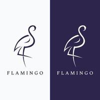 diseño de logotipo de pájaro de patas largas o flamenco. logo con líneas, abstracto y simple. vector