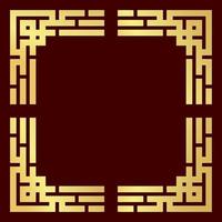 Gold color chinese style frame border on red background vector design