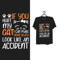 Typography cat t shirt template design. vector