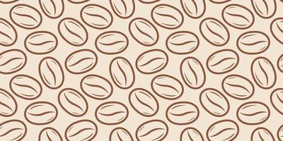 Vector seamless pattern with coffee beans on beige background in retro style.
