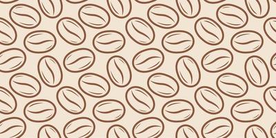 Vector seamless pattern with coffee beans on beige background in retro style.