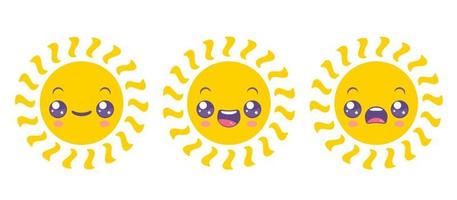 icono de vector de sol en estilo kawaii