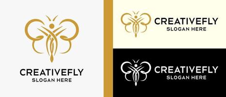 butterfly logo design template with luxury line element concept. vector company or beauty business logo illustration