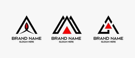 set of letter a logo with modern triangular element concept for company or business vector
