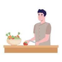 man preparing salad character vector