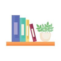 libros y planta de interior vector