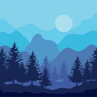 pines forest and mountains vector