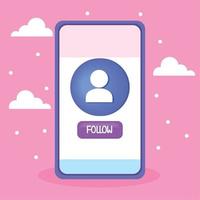 smartphone with follow button vector