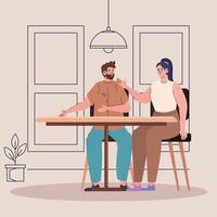 couple in table vector