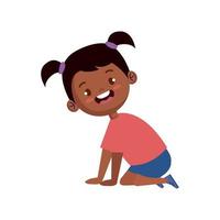 little afro girl kneeling vector