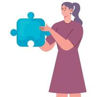 creative woman with puzzle vector