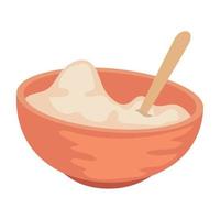 bowl with flour dough vector