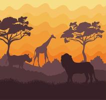 sabana africana con animales vector