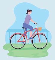 cyclist woman in landscape vector