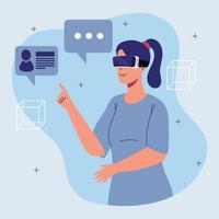 woman with vr mask and speech bubble vector