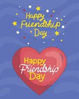 happy friends day lettering in heart vector