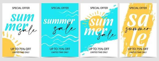 banner de venta de verano y póster de descuento para marketing en redes sociales y publicación promocional. Adecuado para compras de verano, temporada de reducción de calor y ofertas especiales de vacaciones o fines de semana. ilustración vectorial vector