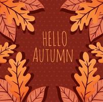 hola tarjeta de letras de otoño vector