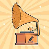 gramophone device retro style vector