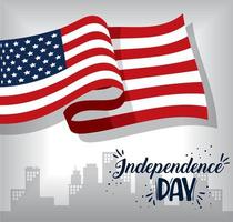 Usa independence day lettering poster vector