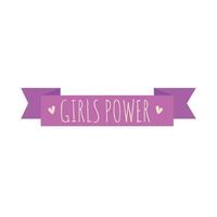 girls power lettering in ribbon vector