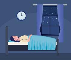 woman sleeping in bedroom vector