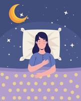 mujer durmiendo con luna vector