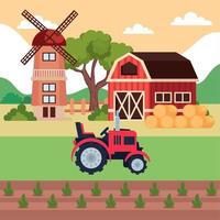 molino de viento y tractor vector