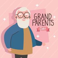 grandparents day lettering with grandpa vector