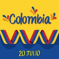 colombia independence day lettering vector