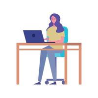 woman using laptop vector