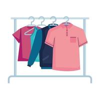 clothes hanging in rack vector
