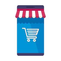 smartphone with shopping cart vector