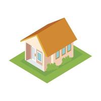 pink house isometric construction vector