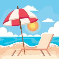 beach chair and umbrella vector