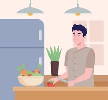 man preparing salad vector