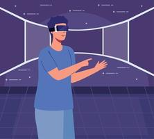 man using vr mask scene vector