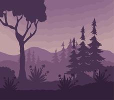 purple landscape with trees vector