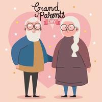 letras del día de los abuelos con pareja vector