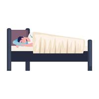 man sleeping in bed vector