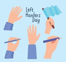 five left handers day icons vector