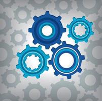 blue gears machine silhouette vector