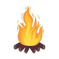 wooden campfire flame vector