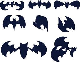 Black silhouette of a set of bats. on a white background. vector