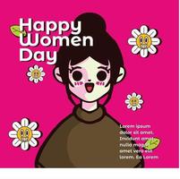 pancarta del día internacional de la mujer con ilustración de mujeres alegres. bandera de ilustración vectorial vector