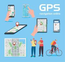eight gps service icons vector