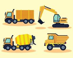 four construction trucks vector