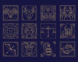 astrology signs twelve icons vector